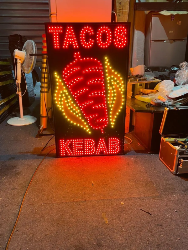 PANNEAU DOUBLE FACE LUMINEUX LED “KEBAB TACOS” AVEC TÉLÉCOMMANDE 111X65cm – Image 2
