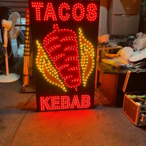PANNEAU DOUBLE FACE LUMINEUX LED “KEBAB TACOS” AVEC TÉLÉCOMMANDE 111X65cm