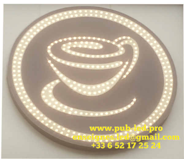 ENSEIGNE CAFÉ DOUBLE FACE 60CM LUMINEUSE LED – Image 3