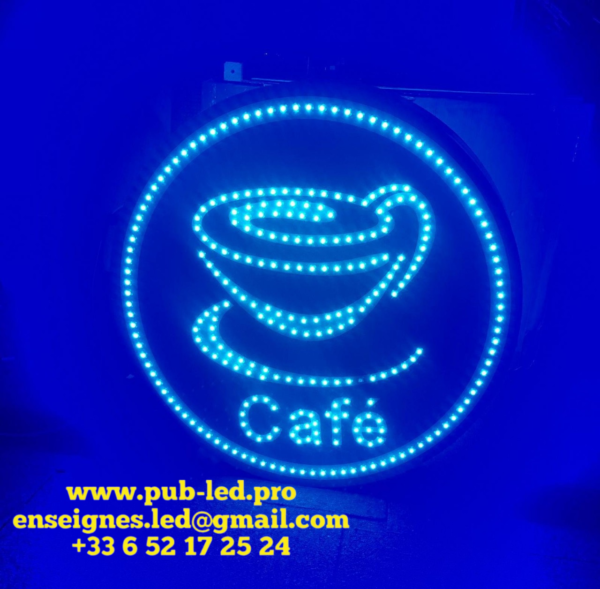 ENSEIGNE CAFÉ DOUBLE FACE 60CM LUMINEUSE LED