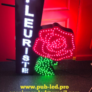 ENSEIGNE LED 100x70cm DOUBLE FACES “FLEURISTE” PRÊTE À INSTALLER AVEC ANIMATION ET TÉLÉCOMMANDE