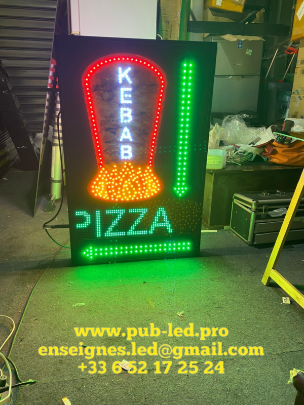 PLAQUE LUMINEUSE LED “KEBAB” 115X70cm DOUBLE FACE AVEC JL