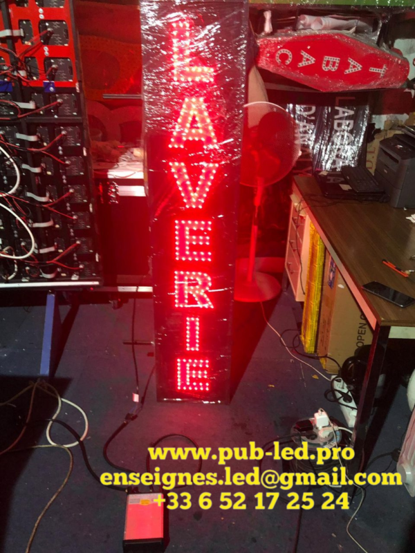 ENSEIGNE COMMERCIALE LED DOUBLE FACE “LAVERIE” ANIMÉE POUR MAGASIN 150x33cm – Image 3