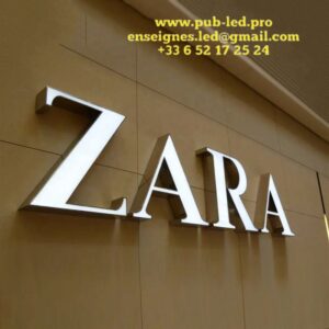 ENSEIGNE FAÇADE LETTRES LED BOITIERS 3D “ZARA” 40CM