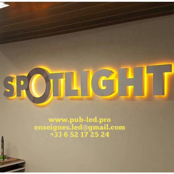LETTRES BOITIERS 3D LED “SPOTLIGHT” ENSEIGNE 40CM AVEC TRANSFO 400W