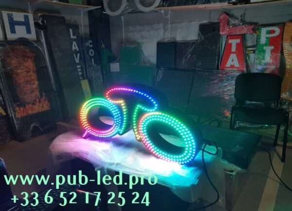 ENSEIGNE LUMINEUSE LED "LUNETTES" AVEC DOUBLE FACES ET ANIMATION 110X40cm – Image 3
