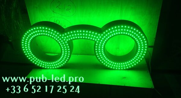 ENSEIGNE LUMINEUSE LED "LUNETTES" AVEC DOUBLE FACES ET ANIMATION 110X40cm – Image 5