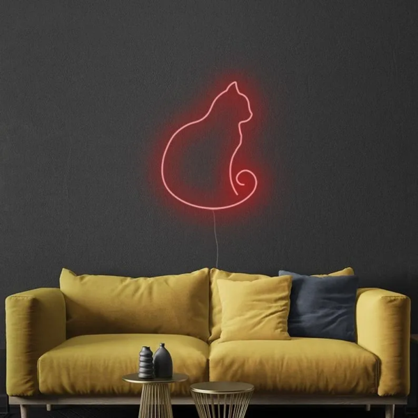 ENSEIGNE LUMINEUSE "CHAT" NÉON FLEX PERSONNALISÉE, CHOIX DE TAILLE ET COULEUR, 55 et 80 cm – Image 3