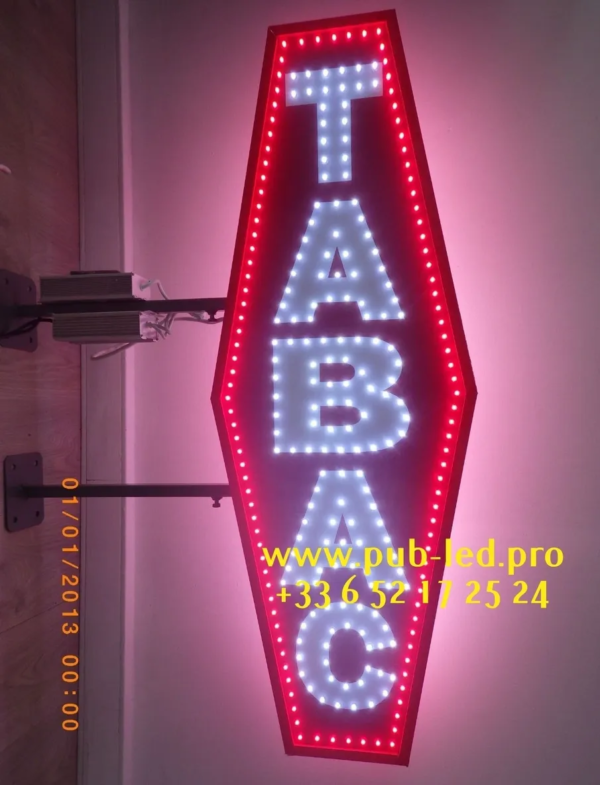 PLAQUE LUMINEUSE LED “TABAC” 150X50cm DOUBLE FACE AVEC TÉLÉCOMMANDE