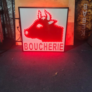 PANNEAU PUBLICITAIRE LED RECTO-VERSO BOUCHERIE POUR EXTÉRIEUR 70x70cm