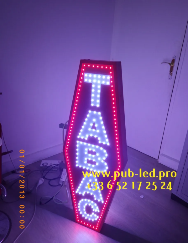 PLAQUE LUMINEUSE LED “TABAC” 150X50cm DOUBLE FACE AVEC TÉLÉCOMMANDE – Image 2