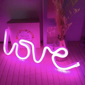 ENSEIGNE LUMINEUSE "LOVE" NÉON FLEX PERSONNALISÉE, CHOIX DE POLICE ET COULEUR, 25x10 cm