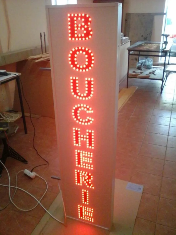 ENSEIGNE LUMINEUSE LED DOUBLE FACE “BOUCHERIE” 150x40cm AVEC ANIMATION ET TÉLÉCOMMANDE POUR EXTÉRIEUR – Image 4