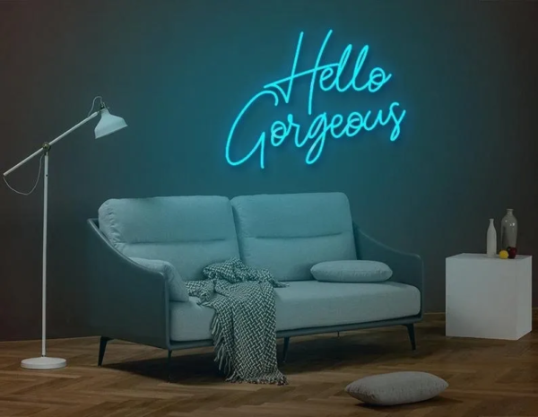 ENSEIGNE LUMINEUSE "HELLO GORGEOUS" NÉON FLEX PERSONNALISÉE, CHOIX DE TAILLE ET COULEUR, de 50 à 70 cm – Image 3