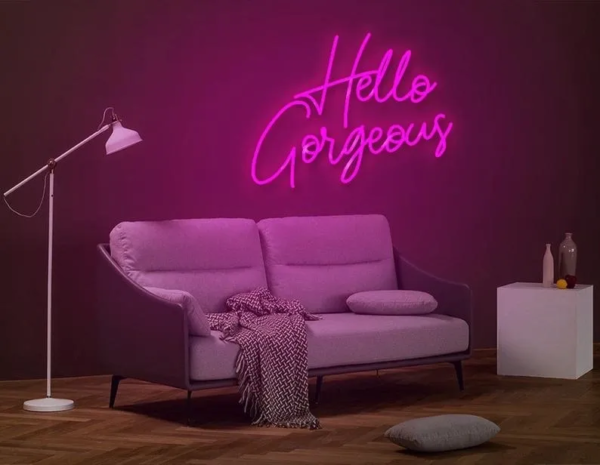 ENSEIGNE LUMINEUSE "HELLO GORGEOUS" NÉON FLEX PERSONNALISÉE, CHOIX DE TAILLE ET COULEUR, de 50 à 70 cm – Image 2