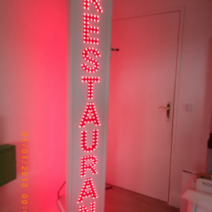 PANNEAU CLIGNOTANT LED DOUBLE FACE “RESTAURANT” EXTÉRIEUR AVEC ANIMATION ET TÉLÉCOMMANDE 200X40CM