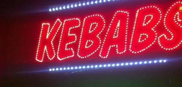 ENSEIGNE LUMINEUSE LED UNE FACE KEBAB 200X50CM POUR MAGASIN