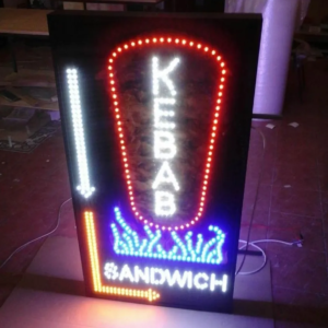 PANNEAU DOUBLE FACE LUMINEUX LED “KEBAB SANDWICH” AVEC TÉLÉCOMMANDE 130X65cm
