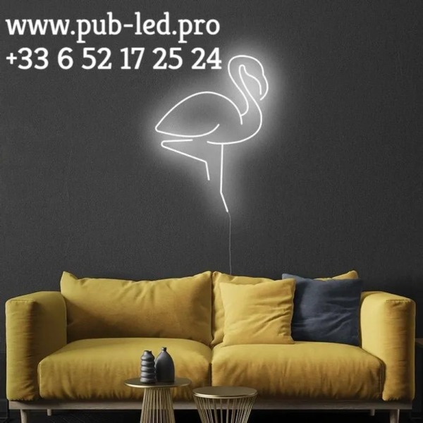 ENSEIGNE LUMINEUSE "FLAMANT" NÉON FLEX PERSONNALISÉE, CHOIX DE TAILLE ET COULEUR, de 55 cm et 79 cm – Image 4
