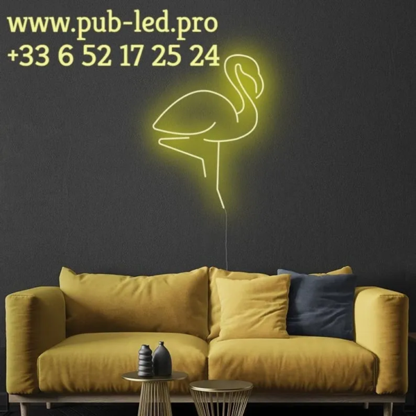 ENSEIGNE LUMINEUSE "FLAMANT" NÉON FLEX PERSONNALISÉE, CHOIX DE TAILLE ET COULEUR, de 55 cm et 79 cm – Image 3