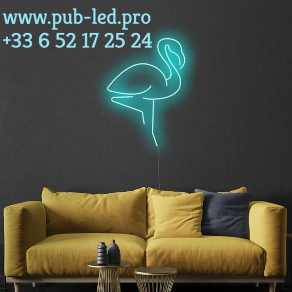 ENSEIGNE LUMINEUSE "FLAMANT" NÉON FLEX PERSONNALISÉE, CHOIX DE TAILLE ET COULEUR, de 55 cm et 79 cm – Image 2
