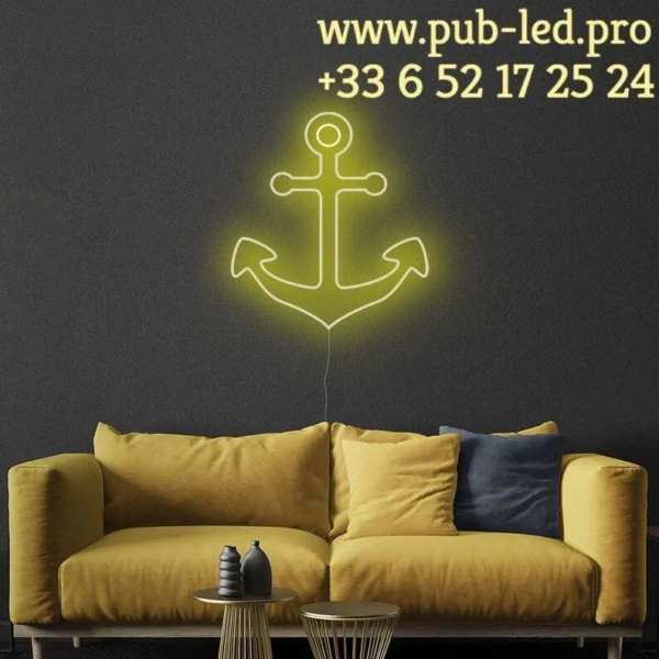 ENSEIGNE LUMINEUSE "ANCRE" NÉON FLEX PERSONNALISÉE, CHOIX DE TAILLE ET COULEUR, de 55 cm et 78 cm – Image 5
