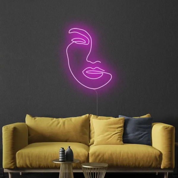 ENSEIGNE LUMINEUSE " VISAGE DE DAME" NÉON FLEX PERSONNALISÉE, CHOIX DE TAILLE ET COULEUR, de 55 cm et 80 cm – Image 3
