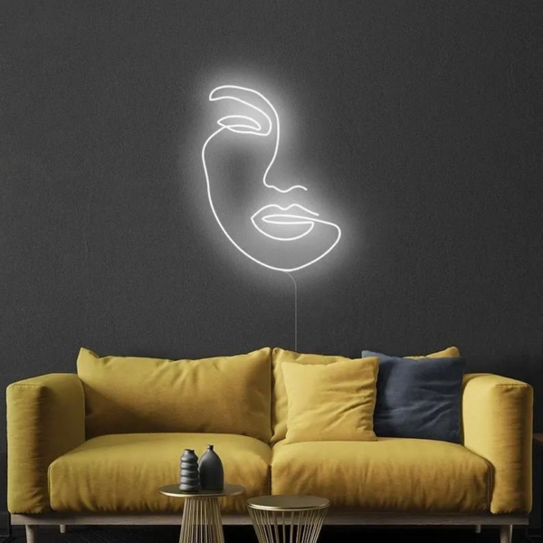 ENSEIGNE LUMINEUSE " VISAGE DE DAME" NÉON FLEX PERSONNALISÉE, CHOIX DE TAILLE ET COULEUR, de 55 cm et 80 cm – Image 2