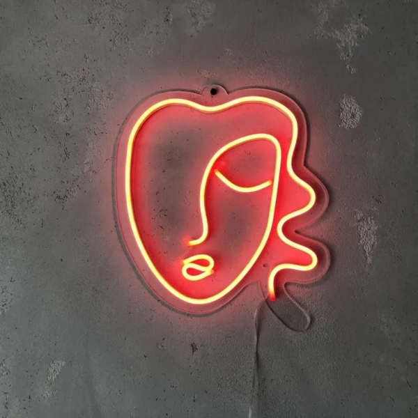 ENSEIGNE LUMINEUSE " VISAGE DE DAME" NÉON FLEX PERSONNALISÉE, CHOIX DE TAILLE ET COULEUR, 30 et 40 cm – Image 3