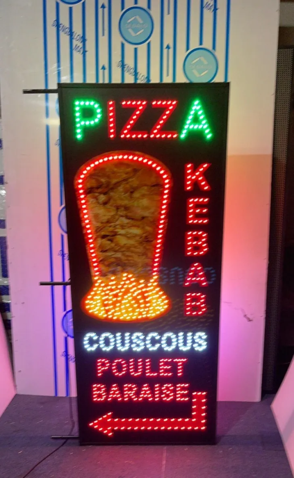 PLAQUE LUMINEUSE LED “KEBAB-PIZZA” 160X65cm DOUBLE FACE AVEC TÉLÉCOMMANDE