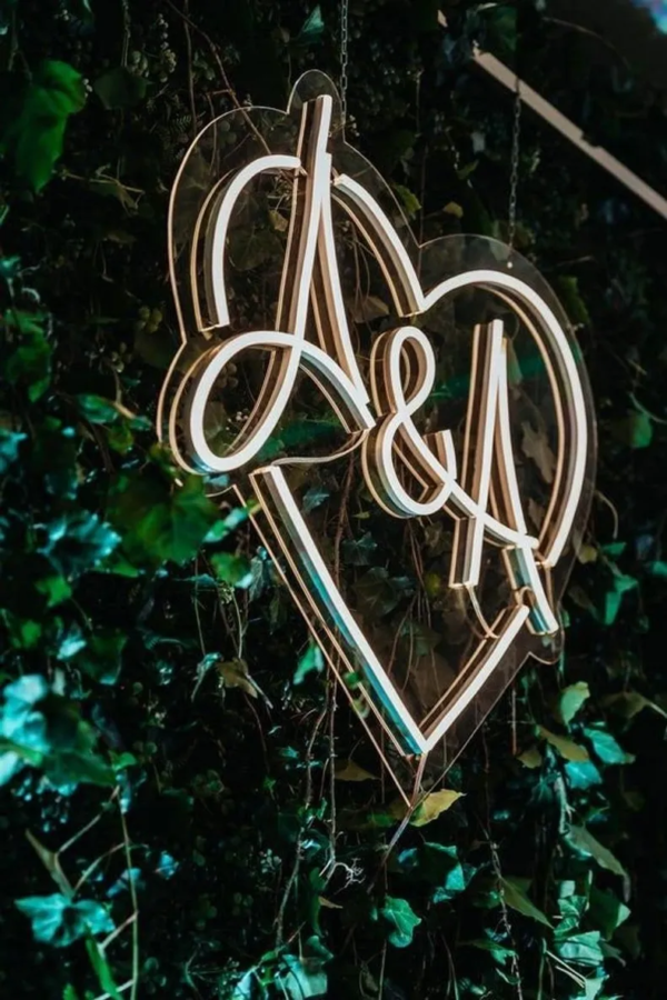ENSEIGNE LUMINEUSE "INITIALES ET COEUR" NÉON FLEX PERSONNALISÉE, CHOIX DE TAILLE ET COULEUR, de 40 à 70 cm – Image 3