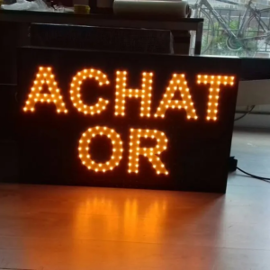 PANNEAU PUBLICITAIRE LED RECTO-VERSO ACHAT OR POUR EXTÉRIEUR 90x70cm