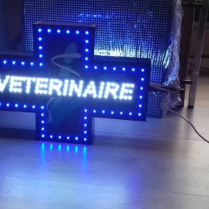 ENSEIGNE LED VÉTÉRINAIRE AVEC ANIMATION ET TÉLÉCOMMANDE, DOUBLE FACE 60x40CM