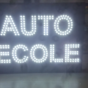 PANNEAU LED ANIMÉ DOUBLE FACE "AUTO ECOLE" AVEC TÉLÉCOMMANDE 90X70 CM