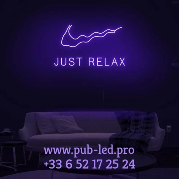ENSEIGNE LUMINEUSE "JUST RELAX" NÉON FLEX PERSONNALISÉE, CHOIX DE TAILLE ET COULEUR, de 30, 40, 50, 60 et 70 cm – Image 4