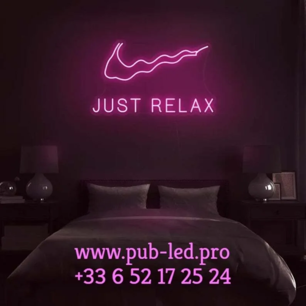 ENSEIGNE LUMINEUSE "JUST RELAX" NÉON FLEX PERSONNALISÉE, CHOIX DE TAILLE ET COULEUR, de 30, 40, 50, 60 et 70 cm – Image 3