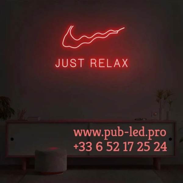 ENSEIGNE LUMINEUSE "JUST RELAX" NÉON FLEX PERSONNALISÉE, CHOIX DE TAILLE ET COULEUR, de 30, 40, 50, 60 et 70 cm – Image 5