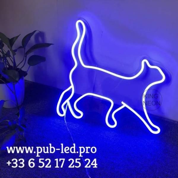 ENSEIGNE LUMINEUSE "CHAT" NÉON FLEX PERSONNALISÉE, CHOIX DE TAILLE ET COULEUR, de 40 cm, 60 cm et 80 cm – Image 3