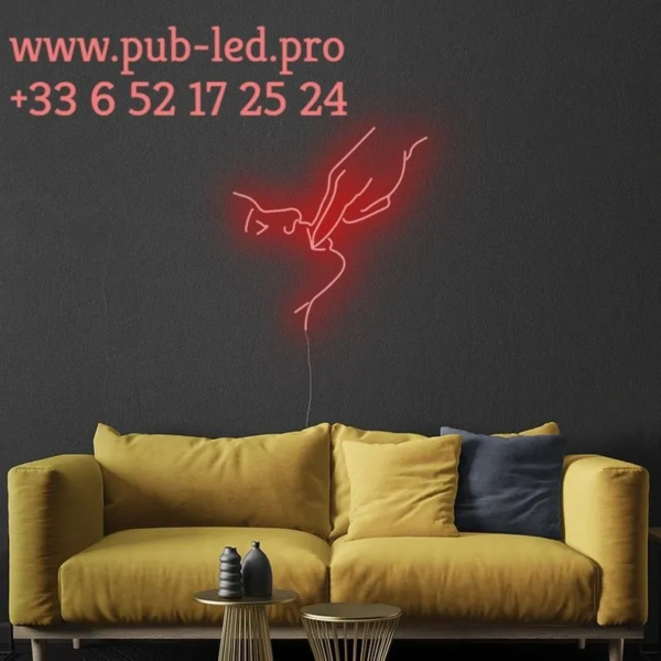 ENSEIGNE LUMINEUSE "LICK" NÉON FLEX PERSONNALISÉE, CHOIX DE TAILLE ET COULEUR, de 55 cm et 78 cm