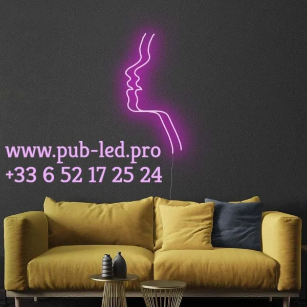 ENSEIGNE LUMINEUSE "DEUX VISAGES" NÉON FLEX PERSONNALISÉE, CHOIX DE TAILLE ET COULEUR, de 55 cm et 78 cm – Image 2