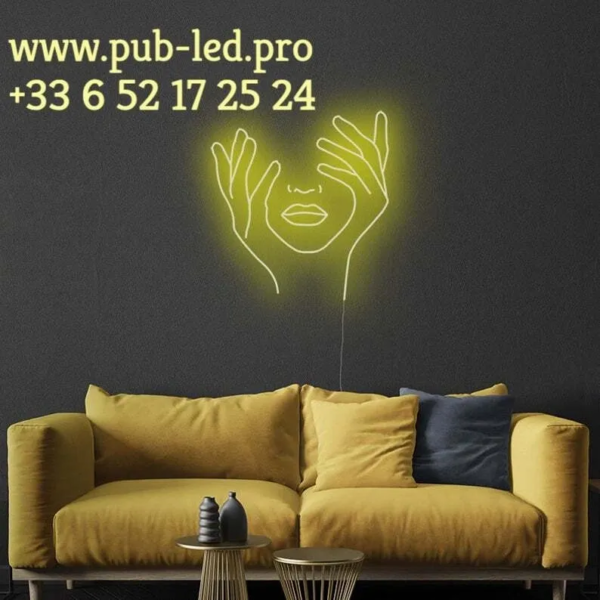 ENSEIGNE LUMINEUSE "VISAGE NÉON" NÉON FLEX PERSONNALISÉE, CHOIX DE TAILLE ET COULEUR, de 55 cm et 78 cm – Image 2