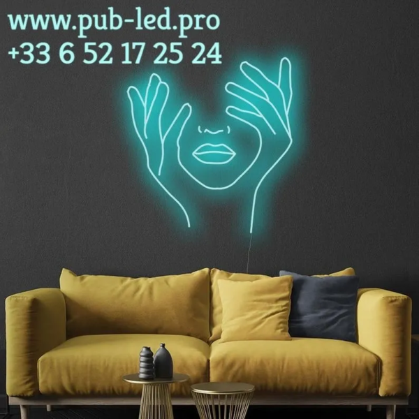 ENSEIGNE LUMINEUSE "VISAGE NÉON" NÉON FLEX PERSONNALISÉE, CHOIX DE TAILLE ET COULEUR, de 55 cm et 78 cm – Image 6