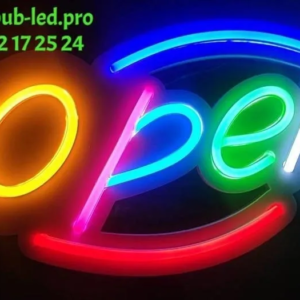 ENSEIGNE LUMINEUSE "OPEN" NÉON FLEX PERSONNALISÉE, CHOIX DE TAILLE ET COULEUR, de 50 A 100 cm