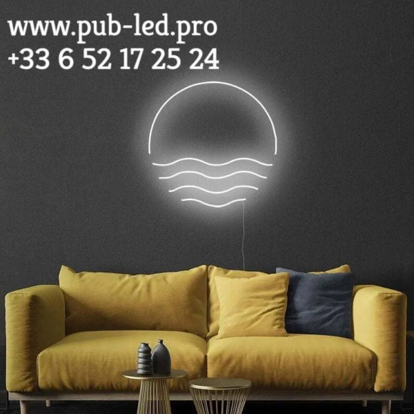 ENSEIGNE LUMINEUSE "LEVER DU SOLEIL " NÉON FLEX PERSONNALISÉE, CHOIX DE TAILLE ET COULEUR, de 55 cm et 71 cm – Image 3