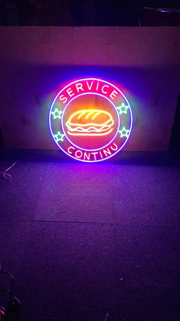 ENSEIGNE LUMINEUSE "SANDWICH" NÉON FLEX PERSONNALISÉE, CHOIX DE TAILLE ET COULEUR, 60 cm de diamètre – Image 2