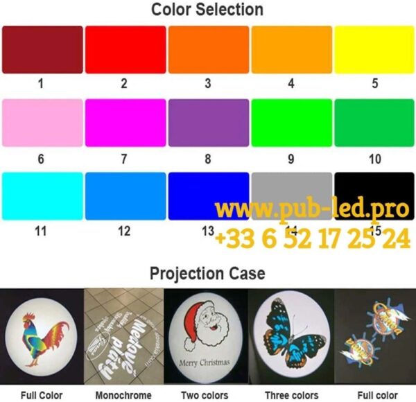 PROJECTEUR ENSEIGNE MAGASIN LUMINAIRE EXTÉRIEUR GOBO PUBLICITAIRE 150W ROTATIF LP150PWP – Image 4