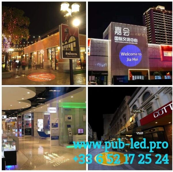 PROJECTEUR ENSEIGNE MAGASIN LUMINAIRE EXTÉRIEUR GOBO PUBLICITAIRE 80W ROTATIF – Image 2