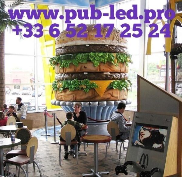 "DÉCORATION DE RESTAURANT HAMBURGER, SCULPTURE DE RESTAURATION RAPIDE – Image 3