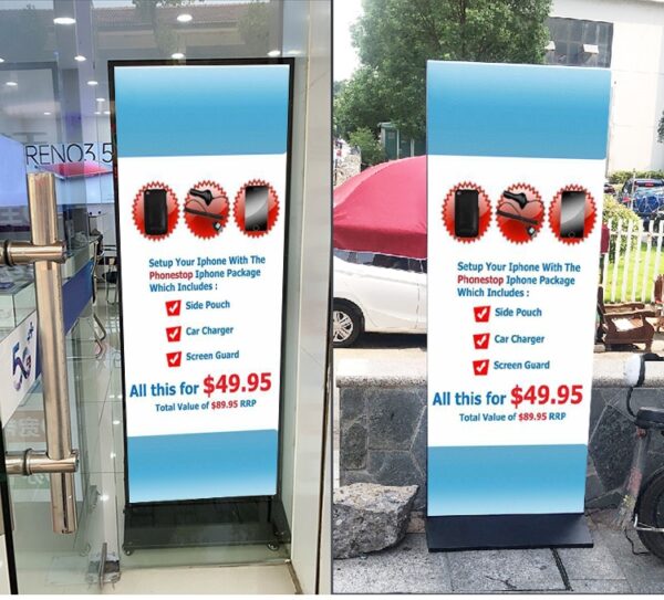 ENSEIGNE STOP TROTTOIR LUMINEUSE LED ”LIGHT BOX” DOUBLE FACES EXTERNE PRÊT À INSTALLER 100x200CM – Image 4
