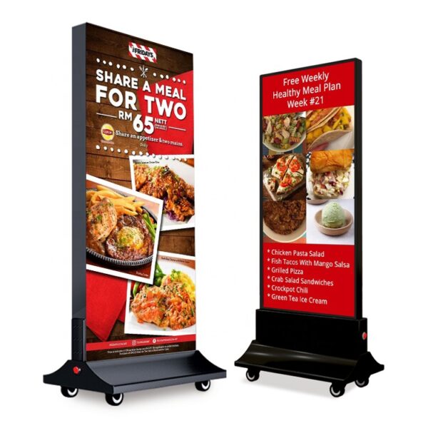 ENSEIGNE STOP TROTTOIR LUMINEUSE LED ”LIGHT BOX” DOUBLE FACES EXTERNE PRÊT À INSTALLER RECHARGEABLE 100x180CM – Image 2